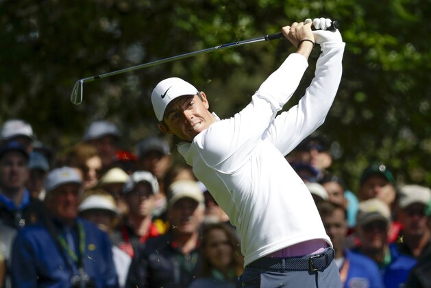 Rory McIlroy, of Northern Ireland, hits on the fourth hole during the fourth round at the Masters golf tournament Sunday, April 8, 2018, in Augusta, Ga. (AP Photo/Chris Carlson)