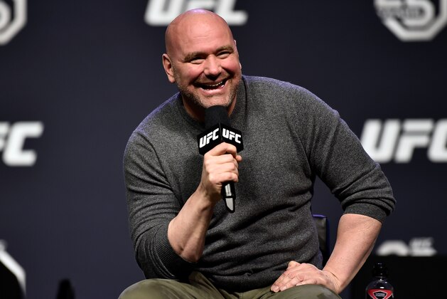 BROOKLYN, NEW YORK - APRIL 06:   UFC president Dana White interacts with media during the UFC press conference inside Barclays Center on April 6, 2018 in Brooklyn, New York. (Photo by Jeff Bottari/Zuffa LLC/Zuffa LLC via Getty Images)