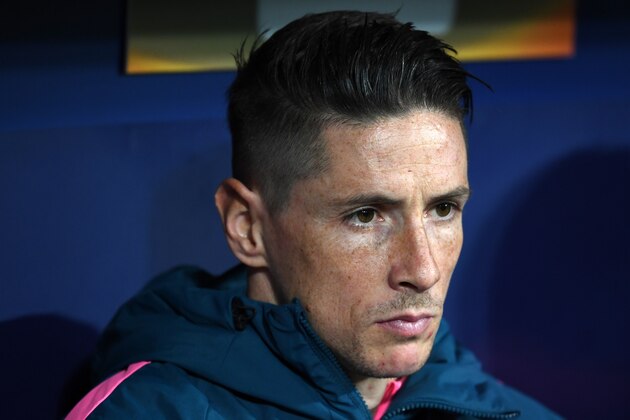 MADRID, SPAIN - APRIL 05: Fernando Torres of Atletico Madrid is seen on the bench prior to the UEFA Europa League quarter final leg one match between Atletico Madrid and Sporting CP at Wanda Metropolitano on April 5, 2018 in Madrid, Spain. (Photo by Etsuo Hara/Getty Images)