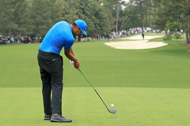 AUGUSTA, GA - APRIL 07:  Tony Finau of the United States plays his shot from the first tee during the third round of the 2018 Masters Tournament at Augusta National Golf Club on April 7, 2018 in Augusta, Georgia.  (Photo by Andrew Redington/Getty Images)