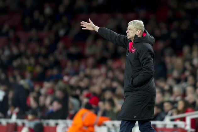 LONDON, ENGLAND - APRIL 05: Head coach Arsene Wenger of Arsenal gestures during the UEFA UEFA Europa League Quarter-Final first leg match between Arsenal FC and CSKA Moskva at Emirates Stadium on April 5, 2018 in London, United Kingdom. (Photo by TF-Images/TF-Images via Getty Images)
