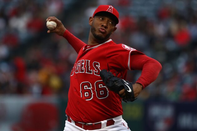 ANAHEIM, CA - APRIL 07: Pitcher JC Ramirez #66 of the Los Angeles Angels of Anaheim pitches during the first inning of the MLB game against the Oakland Athletics at Angel Stadium on April 7, 2018 in Anaheim, California.  (Photo by Victor Decolongon/Getty Images)