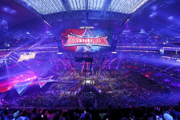 IMAGE DISTRIBUTED FOR WWE - A record crowd of 101,763 fans from all 50 states and 35 countries at WrestleMania 32 at AT&T Stadium on Sunday, April 3, 2016, in Arlington, Texas. (Brandon Wade/AP Images for WWE)
