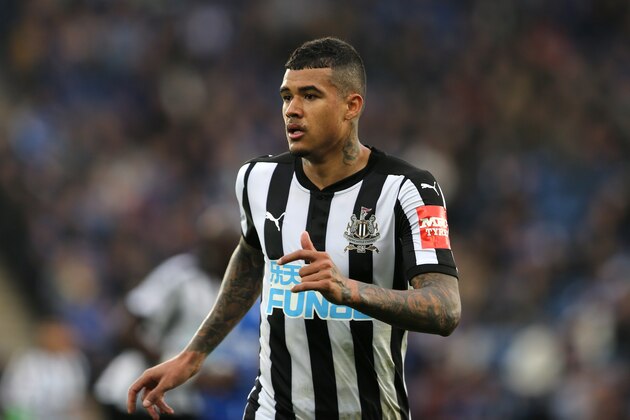 LEICESTER, ENGLAND - APRIL 07: Kenedy of Newcastle United during the Premier League match between Leicester City and Newcastle United at The King Power Stadium on April 7, 2018 in Leicester, England. (Photo by James Williamson - AMA/Getty Images)