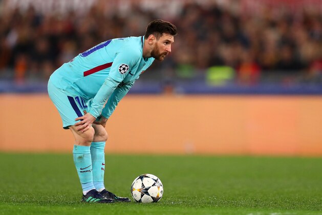 ROME, ITALY - APRIL 10: Lionel Messi of FC Barcelona during the UEFA Champions League Quarter Final Leg Two between AS Roma and FC Barcelona  at Stadio Olimpico on April 10, 2018 in Rome, Italy. (Photo by Catherine Ivill/Getty Images)