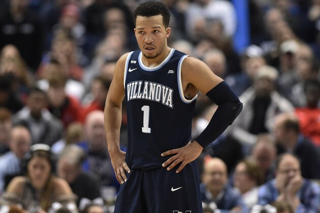Villanova's Jalen Brunson during the second half of an NCAA college basketball game against Connecticut, Saturday, Jan. 20, 2018, in Hartford, Conn. (AP Photo/Jessica Hill)