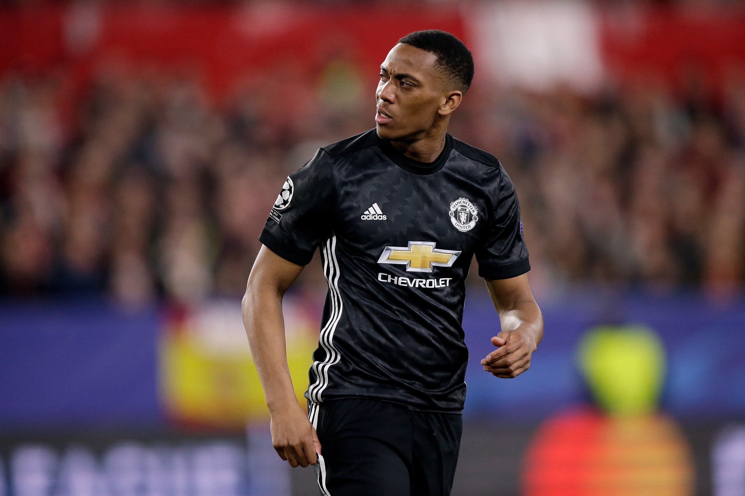 SEVILLA, SPAIN - FEBRUARY 21: Anthony Martial of Manchester United  during the UEFA Champions League  match between Sevilla v Manchester United at the Estadio Ramon Sanchez Pizjuan on February 21, 2018 in Sevilla Spain (Photo by Jeroen Meuwsen/Soccrates/Getty Images)