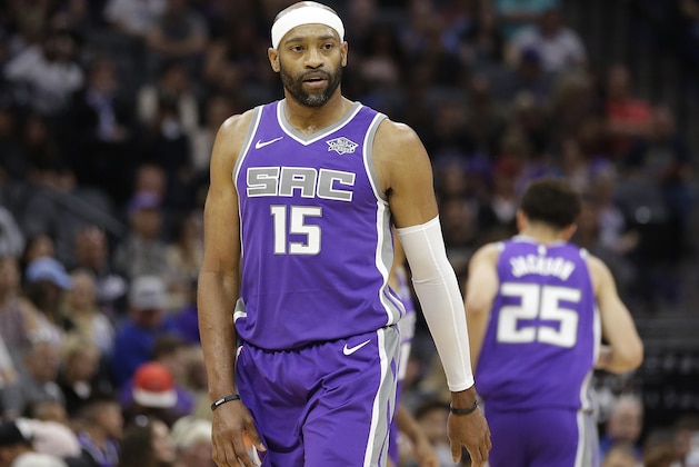 Sacramento Kings guard Vince Carter during the first half of an NBA basketball game against the Washington Wizards, Sunday, Oct. 29, 2017, in Sacramento, Calif. (AP Photo/Rich Pedroncelli)