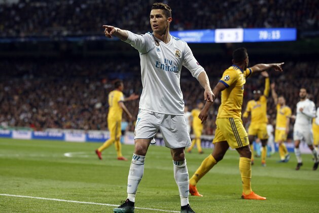 Real Madrid's Cristiano Ronaldo gestures during a Champions League quarter-final, 2nd leg soccer match between Real Madrid and Juventus at the Santiago Bernabeu stadium in Madrid, Spain, Wednesday, April 11, 2018. (AP Photo/Paul White)