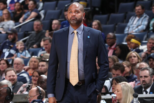 MEMPHIS, TN - APRIL 8: Head Coach J.B. Bickerstaff of the Memphis Grizzlies looks on during the game against the Detroit Pistons on April 8, 2018 at FedExForum in Memphis, Tennessee. NOTE TO USER: User expressly acknowledges and agrees that, by downloading and/or using this photograph, user is consenting to the terms and conditions of the Getty Images License Agreement. Mandatory Copyright Notice: Copyright 2018 NBAE (Photo by Joe Murphy/NBAE via Getty Images)