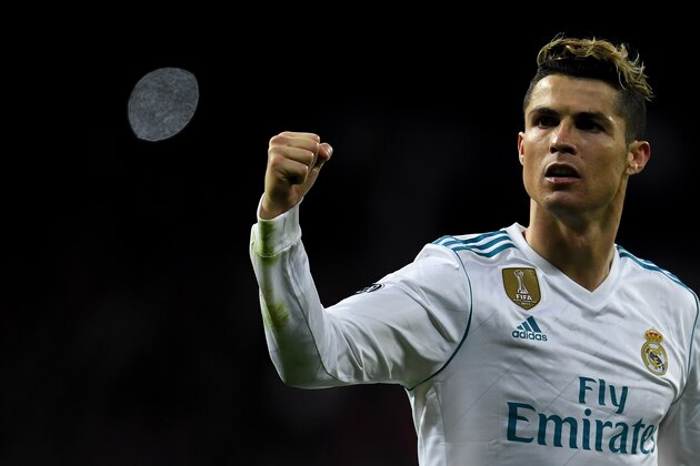 MADRID, SPAIN - APRIL 11:  Cristiano Ronaldo of Real Madrid CF celebrates at the end of the UEFA Champions League Quarter Final scond leg match between Real Madrid and Juventus at Estadio Santiago Bernabeu on April 11, 2018 in Madrid, Spain.  (Photo by David Ramos/Getty Images)