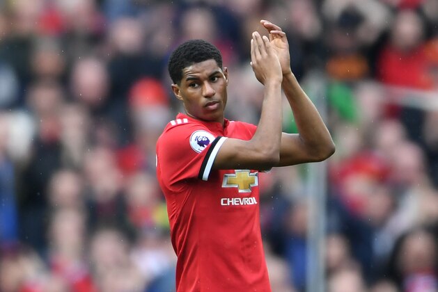 MANCHESTER, ENGLAND - MARCH 10:  Marcus Rashford of Manchester United shows appreciation to the fans as he is substituted during the Premier League match between Manchester United and Liverpool at Old Trafford on March 10, 2018 in Manchester, England.  (Photo by Laurence Griffiths/Getty Images)