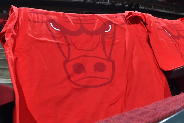 CHICAGO,IL : Here are t-shirts of the Chicago Bulls with the classic bulls logo that will be given to each person in attendance against the Cleveland Cavaliers at the United Center During Game Four of the Eastern Conference Semifinals during the 2015 NBA Playoffs on May 10, 2015 in Chicago,Illinois NOTE TO USER: User expressly acknowledges and agrees that, by downloading and/or using this Photograph, user is consenting to the terms and conditions of the Getty Images License Agreement. Mandatory Copyright Notice: Copyright 2015 NBAE (Photo by Jesse D. Garrabrant/NBAE via Getty Images) CHICAGO,IL : Here are t-shirts of the Chicago Bulls with the classic bulls logo that will be given to each person in attendance against the Cleveland Cavaliers at the United Center During Game Four of the Eastern Conference Semifinals during the 2015 NBA Playoffs on May 10, 2015 in Chicago,Illinois NOTE TO USER: User expressly acknowledges and agrees that, by downloading and/or using this Photograph, user is consenting to the terms and conditions of the Getty Images License Agreement. Mandatory Copyright Notice: Copyright 2015 NBAE (Photo by Jesse D. Garrabrant/NBAE via Getty Images)