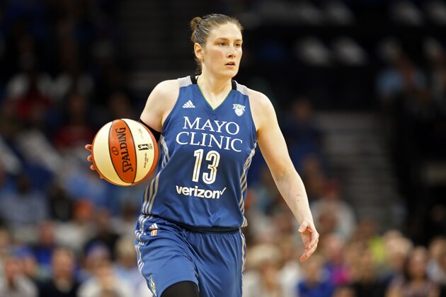 Minnesota Lynx’s Lindsay Whalen plays against the Los Angeles Sparks in Game 2 of the WNBA basketball finals Tuesday, Oct. 11, 2016, in Minneapolis. (AP Photo/Jim Mone)