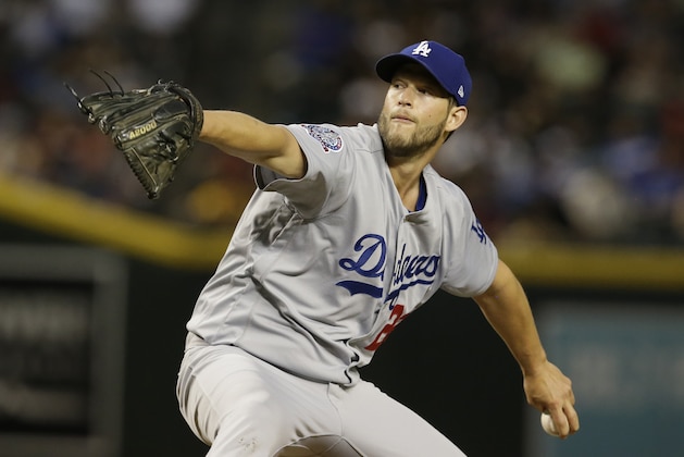 Los Angeles Dodgers starting pitcher Clayton Kershaw (22) during a baseball game against the Arizona Diamondbacks, Tuesday, April 3, 2018, in Phoenix. (AP Photo/Rick Scuteri)