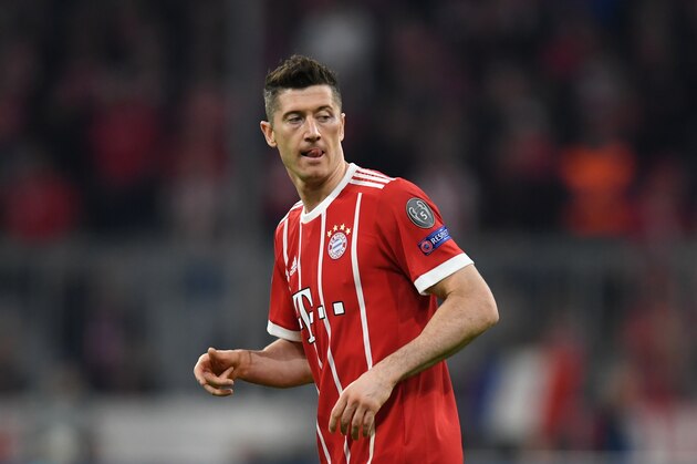 Bayern Munich's Polish forward Robert Lewandowski reacts during the UEFA Champions League quarter-final second leg football match between FC Bayern Munich and Sevilla FC on April 11, 2018 in Munich, southern Germany.
Bayern Munich marched into another Champions League semi-final despite 10-man Sevilla holding them to a goalless draw at home. / AFP PHOTO / Christof STACHE        (Photo credit should read CHRISTOF STACHE/AFP/Getty Images)