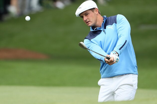 AUGUSTA, GA - APRIL 08:  Bryson DeChambeau of the United States plays his second shot on the seventh hole during the final round of the 2018 Masters Tournament at Augusta National Golf Club on April 8, 2018 in Augusta, Georgia.  (Photo by Jamie Squire/Getty Images)