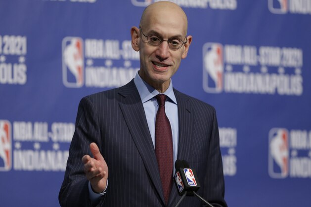 FILE - In this Wednesday, Dec. 13, 2017 file photo, NBA Commissioner Adam Silver announces that Indianapolis will host the 2021 NBA All-Star game . The NBA is establishing a confidential hotline for league and team employees to report concerns about misconduct in their workplace. The move comes after a Sports Illustrated report that described a hostile environment for women in the Dallas Mavericks organization. Commissioner Adam Silver sent a memo to teams Thursday, Feb. 22, 2018 detailing plans for the hotline and asking them to review their respect in the workplace policies. (AP Photo/Michael Conroy, File)