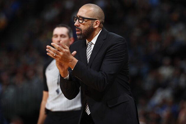 Memphis Grizzlies head coach David Fizdale in the second half of an NBA basketball game Friday, Nov. 24, 2017, in Denver. The Nuggets won 104-92. (AP Photo/David Zalubowski)