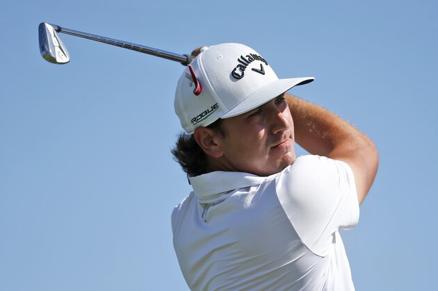 Kelly Kraft tees off on the fifth hole during the final round of the Honda Classic golf tournament, Sunday, Feb. 25, 2018 in Palm Beach Gardens, Fla. (AP Photo/Wilfredo Lee)