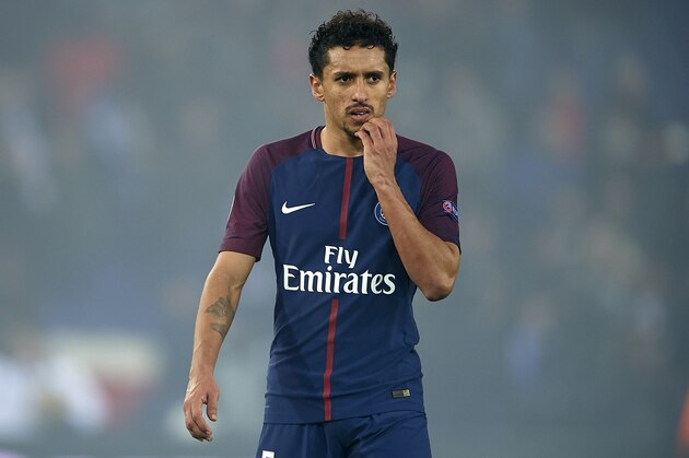 PARIS, FRANCE - MARCH 06:  Marquinhos of Paris Saint-Germain leaves the pitch after the UEFA Champions League Round of 16 Second Leg match between Paris Saint-Germain and Real Madrid at Parc des Princes on March 6, 2018 in Paris, France.  (Photo by Manuel Queimadelos Alonso/Getty Images)