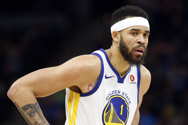 Golden State Warriors' JaVale McGee plays against the Minnesota Timberwolves in the second half of an NBA basketball game Sunday, March 11, 2018, in Minneapolis. (AP Photo/Jim Mone)