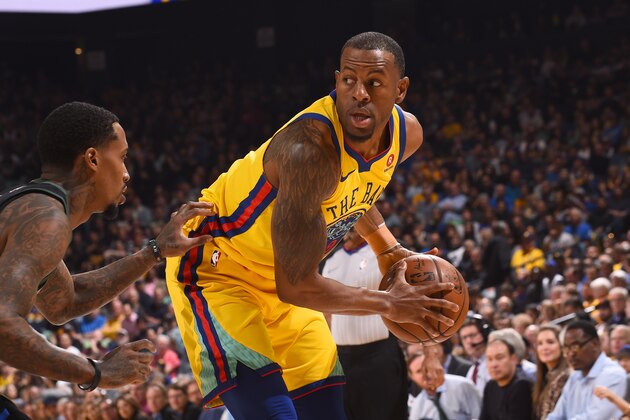 OAKLAND, CA - MARCH 29: Andre Iguodala #9 of the Golden State Warriors handles the ball against the Milwaukee Bucks on March 29, 2018 at ORACLE Arena in Oakland, California. NOTE TO USER: User expressly acknowledges and agrees that, by downloading and/or using this photograph, user is consenting to the terms and conditions of Getty Images License Agreement. Mandatory Copyright Notice: Copyright 2018 NBAE (Photo by Noah Graham/NBAE via Getty Images) OAKLAND, CA - MARCH 29: Andre Iguodala #9 of the Golden State Warriors handles the ball against the Milwaukee Bucks on March 29, 2018 at ORACLE Arena in Oakland, California. NOTE TO USER: User expressly acknowledges and agrees that, by downloading and/or using this photograph, user is consenting to the terms and conditions of Getty Images License Agreement. Mandatory Copyright Notice: Copyright 2018 NBAE (Photo by Noah Graham/NBAE via Getty Images)
