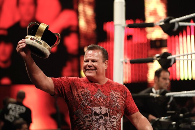 NEW YORK, NY - AUGUST 23:  Jerry 'The King' Lawler addresses the audience at the WWE SummerSlam 2015 at Barclays Center of Brooklyn on August 23, 2015 in New York City.  (Photo by JP Yim/Getty Images)