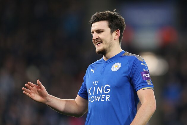 LEICESTER, ENGLAND - FEBRUARY 16: Harry Maguire of Leicester City during the Emirates FA Cup Fifth Round match between Leicester City and Sheffield United at The King Power Stadium on February 16, 2018 in Leicester, England. (Photo by James Williamson - AMA/Getty Images)