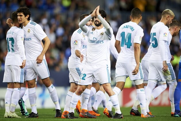 MALAGA, SPAIN - APRIL 15:  Isco Alarcon of Real Madrid celebrates after scoring goal during the La Liga match between Malaga CF and Real Madrid CF at Estadio La Rosaleda on April 15, 2018 in Malaga, Spain.  (Photo by Aitor Alcalde/Getty Images)