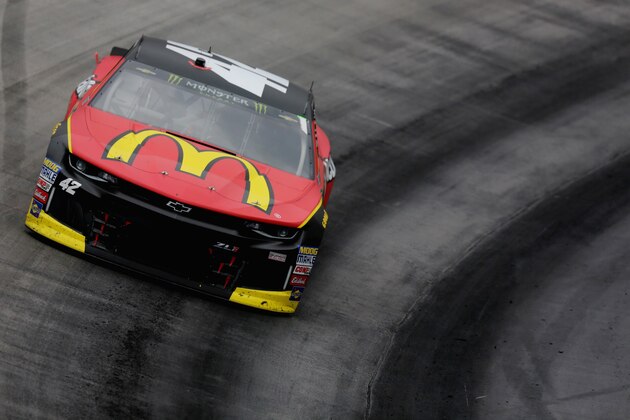 BRISTOL, TN - APRIL 15:  Kyle Larson, driver of the #42 McDonald's Chevrolet, racees during the Monster Energy NASCAR Cup Series Food City 500 at Bristol Motor Speedway on April 15, 2018 in Bristol, Tennessee.  (Photo by Jerry Markland/Getty Images)