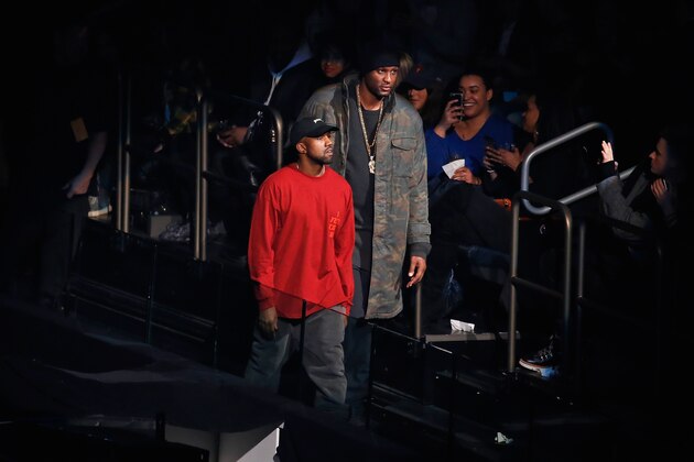 NEW YORK, NY - FEBRUARY 11:  Kanye West (L) and Lamar Odom attend Kanye West Yeezy Season 3 on February 11, 2016 in New York City.  (Photo by JP Yim/Getty Images for Yeezy Season 3)