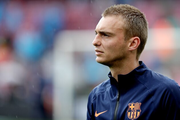 BARCELONA, SPAIN - APRIL 14: Jasper Cillessen of FC Barcelona  during the La Liga Santander  match between FC Barcelona v Valencia at the Camp Nou on April 14, 2018 in Barcelona Spain (Photo by David S. Bustamante/Soccrates/Getty Images)