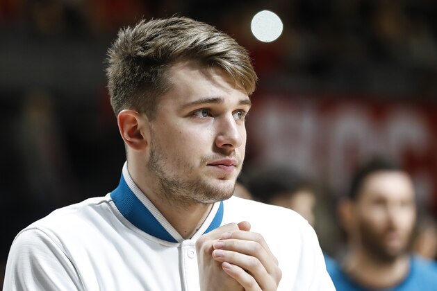 BELGRADE, SERBIA - MARCH 30: Luka Doncic of Real Madrid looks on prior to the 2017/2018 Turkish Airlines EuroLeague Regular Season game between Crvena Zvezda mts Belgrade and Real Madrid at Aleksandar Nikolic Hall on March 30, 2018 in Belgrade, Serbia. (Photo by Srdjan Stevanovic/Getty Images)