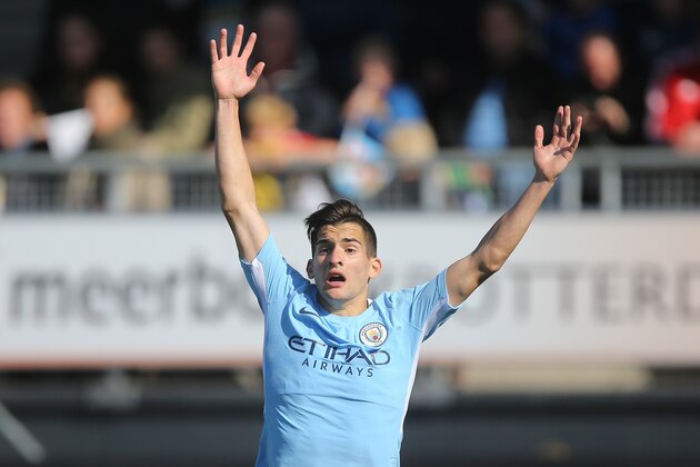 Benjamin Garre of Manchester City U19 during the UEFA Youth League match between Feyenoord Rotterdam U19 and Manchester City U19 at the van Donge & de Roo stadium on September 13, 2017 in Rotterdam, The Netherlands(Photo by VI Images via Getty Images)