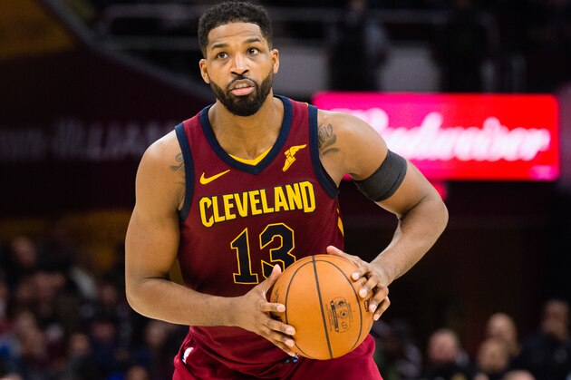 CLEVELAND, OH - APRIL 11: Tristan Thompson #13 of the Cleveland Cavaliers looks for a pass during the second half at Quicken Loans Arena on April 11, 2018 in Cleveland, Ohio. The Knicks defeated the Cavaliers 110-98. NOTE TO USER: User expressly acknowledges and agrees that, by downloading and or using this photograph, User is consenting to the terms and conditions of the Getty Images License Agreement. (Photo by Jason Miller/Getty Images)