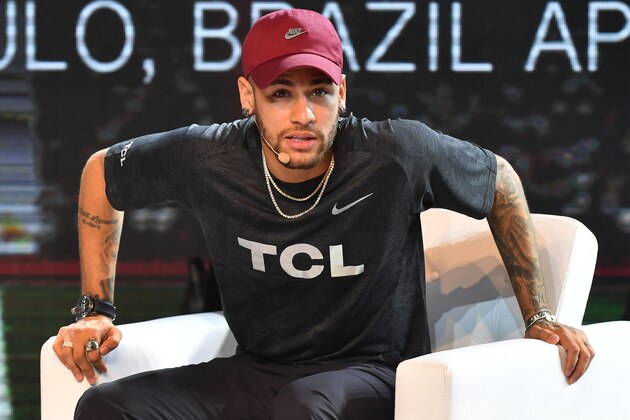 Brazilian PSG's footballer Neymar Junior takes part in a promotional event of the Chinese consumer electronic brand TCL for the media, in Sao Paulo, Brazil, on April 17, 2018.
Brazilian superstar Neymar said Tuesday that he won't be back playing at least until the second half of May, when he is scheduled to have his final medical exam following foot surgery. / AFP PHOTO / Nelson ALMEIDA        (Photo credit should read NELSON ALMEIDA/AFP/Getty Images)