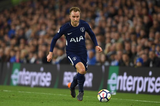 BRIGHTON, ENGLAND - APRIL 17:  Christian Eriksen of Tottenham Hotspur in action during the Premier League match between Brighton and Hove Albion and Tottenham Hotspur at Amex Stadium on April 17, 2018 in Brighton, England.  (Photo by Mike Hewitt/Getty Images)