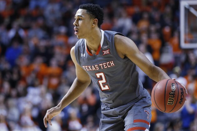 Texas Tech guard Zhaire Smith (2) during an NCAA college basketball game against Oklahoma State in Stillwater, Okla., Wednesday, Feb. 21, 2018. (AP Photo/Sue Ogrocki)