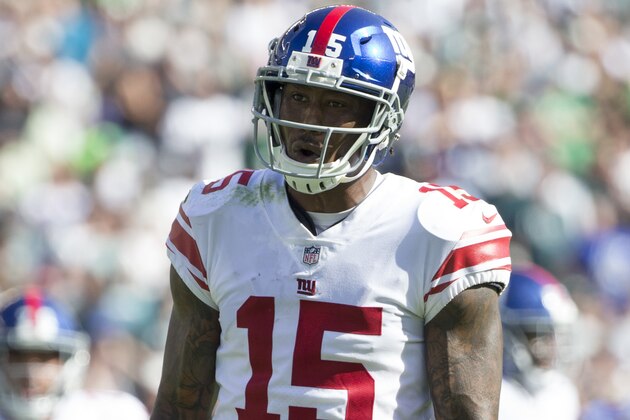 PHILADELPHIA, PA - SEPTEMBER 24: Brandon Marshall #15 of the New York Giants reacts against the Philadelphia Eagles at Lincoln Financial Field on September 24, 2017 in Philadelphia, Pennsylvania. The Eagles defeated the Giants 27-24. (Photo by Mitchell Leff/Getty Images)