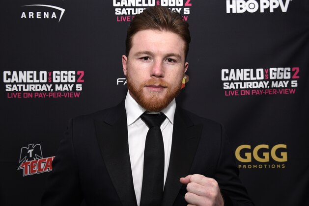 LOS ANGELES, CA - FEBRUARY 27: Boxer Canelo Alvarez poses during a news conference at Microsoft Theater at L.A. Live to announce the upcoming rematch against Gennady Golovkin on February 27, 2018 in Los Angeles, California. (Photo by Kevork Djansezian/Getty Images)