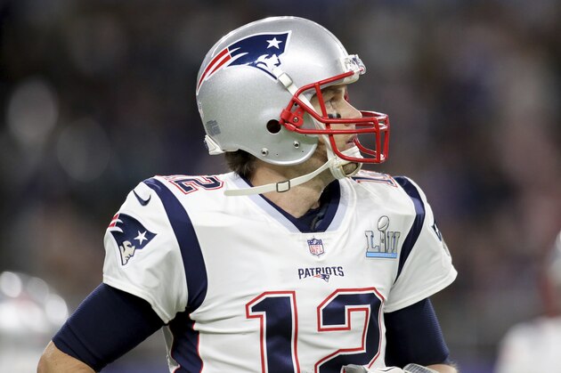 New England Patriots quarterback Tom Brady #12 is seen against the Philadelphia Eagles at Super Bowl 52 on Sunday, February 4, 2018 in Minneapolis. The Eagles won the game 41-33. (AP Photo/Gregory Payan)