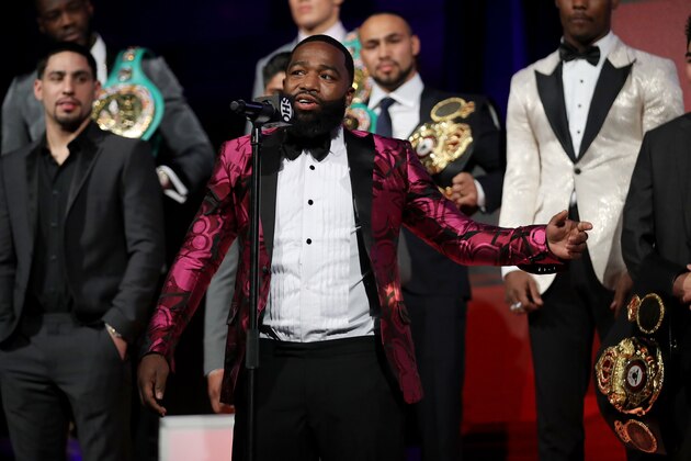NEW YORK, NY - JANUARY 24:  Adrien Broner addresses the media during the 2018 Showtime Championship Boxing Event at Cipriani 42nd Street on January 24, 2018 in New York City.  (Photo by Abbie Parr/Getty Images)