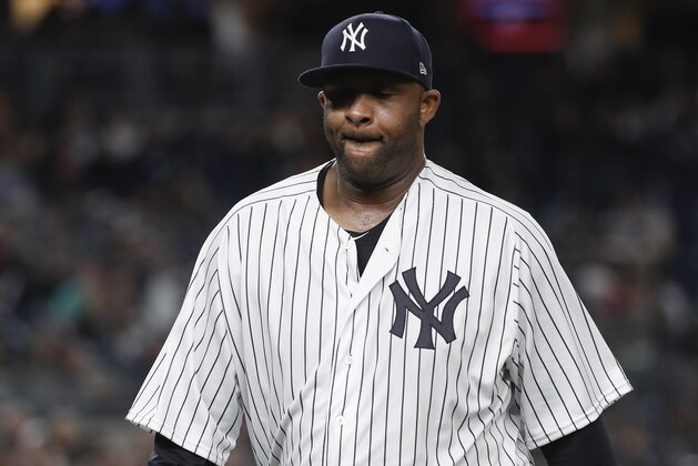 New York Yankees pitcher CC Sabathia walks off the field at the end of the top of the fourth inning of a baseball game against the Baltimore Orioles, Friday, April 6, 2018, in New York. (AP Photo/Julie Jacobson) New York Yankees pitcher CC Sabathia walks off the field at the end of the top of the fourth inning of a baseball game against the Baltimore Orioles, Friday, April 6, 2018, in New York. (AP Photo/Julie Jacobson)