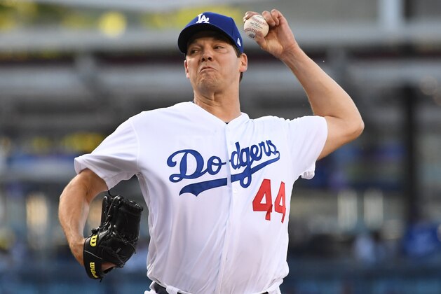 LOS ANGELES, CA - APRIL 14:  Rich Hill #44 of the Los Angeles Dodgers pitches in the game against the Arizona Diamondbacks at Dodger Stadium on April 14, 2018 in Los Angeles, California.  (Photo by Jayne Kamin-Oncea/Getty Images)