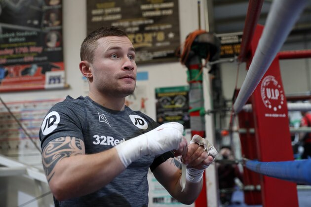 MANCHESTER, ENGLAND - FEBRUARY 20: Carl Frampton prepares for a work out during a media session at VIP Boxing Gym on February 20, 2018 in Manchester, England. (Photo by Mark Robinson/Getty Images) MANCHESTER, ENGLAND - FEBRUARY 20: Carl Frampton prepares for a work out during a media session at VIP Boxing Gym on February 20, 2018 in Manchester, England. (Photo by Mark Robinson/Getty Images)