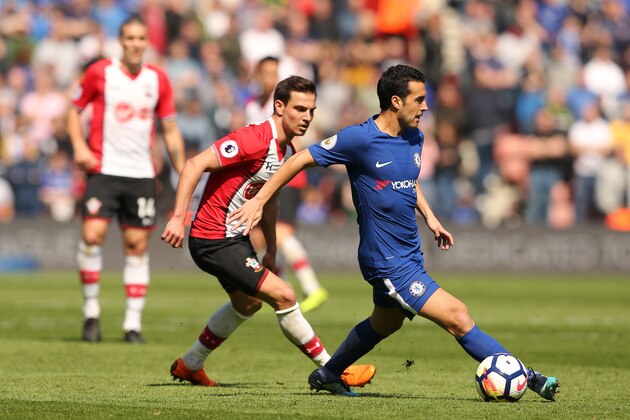 SOUTHAMPTON, ENGLAND - APRIL 14: Pedro of Chelsea during the Premier League match between Southampton and Chelsea at St Mary's Stadium on April 14, 2018 in Southampton, England. (Photo by James Williamson - AMA/Getty Images)