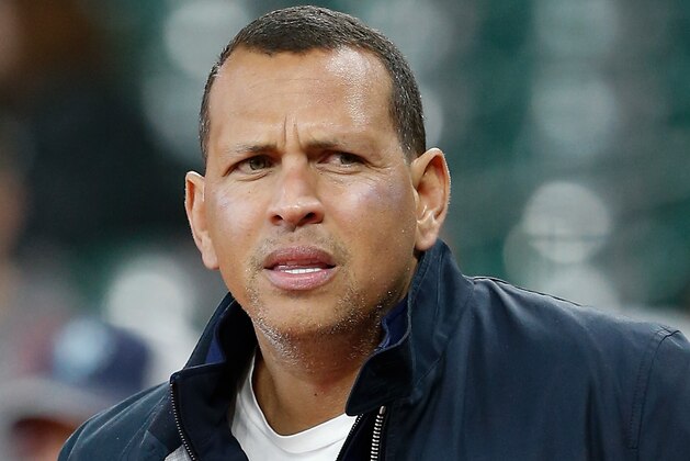 HOUSTON, TX - APRIL 14: Former New York Yankee and ESPN commentator Alex Rodriguez watches batting practice at Minute Maid Park on April 14, 2018 in Houston, Texas. (Photo by Bob Levey/Getty Images)