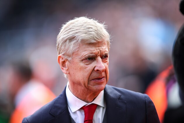 NEWCASTLE UPON TYNE, ENGLAND - APRIL 15: Arsene Wenger head coach / manager of Arsenal during the Premier League match between Newcastle United and Arsenal at St. James Park on April 15, 2018 in Newcastle upon Tyne, England. (Photo by Robbie Jay Barratt - AMA/Getty Images)