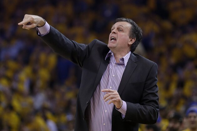 Houston Rockets head coach Kevin McHale gestures during the first half of Game 5 of the NBA basketball Western Conference finals against the Golden State Warriors in Oakland, Calif., Wednesday, May 27, 2015. (AP Photo/Ben Margot)